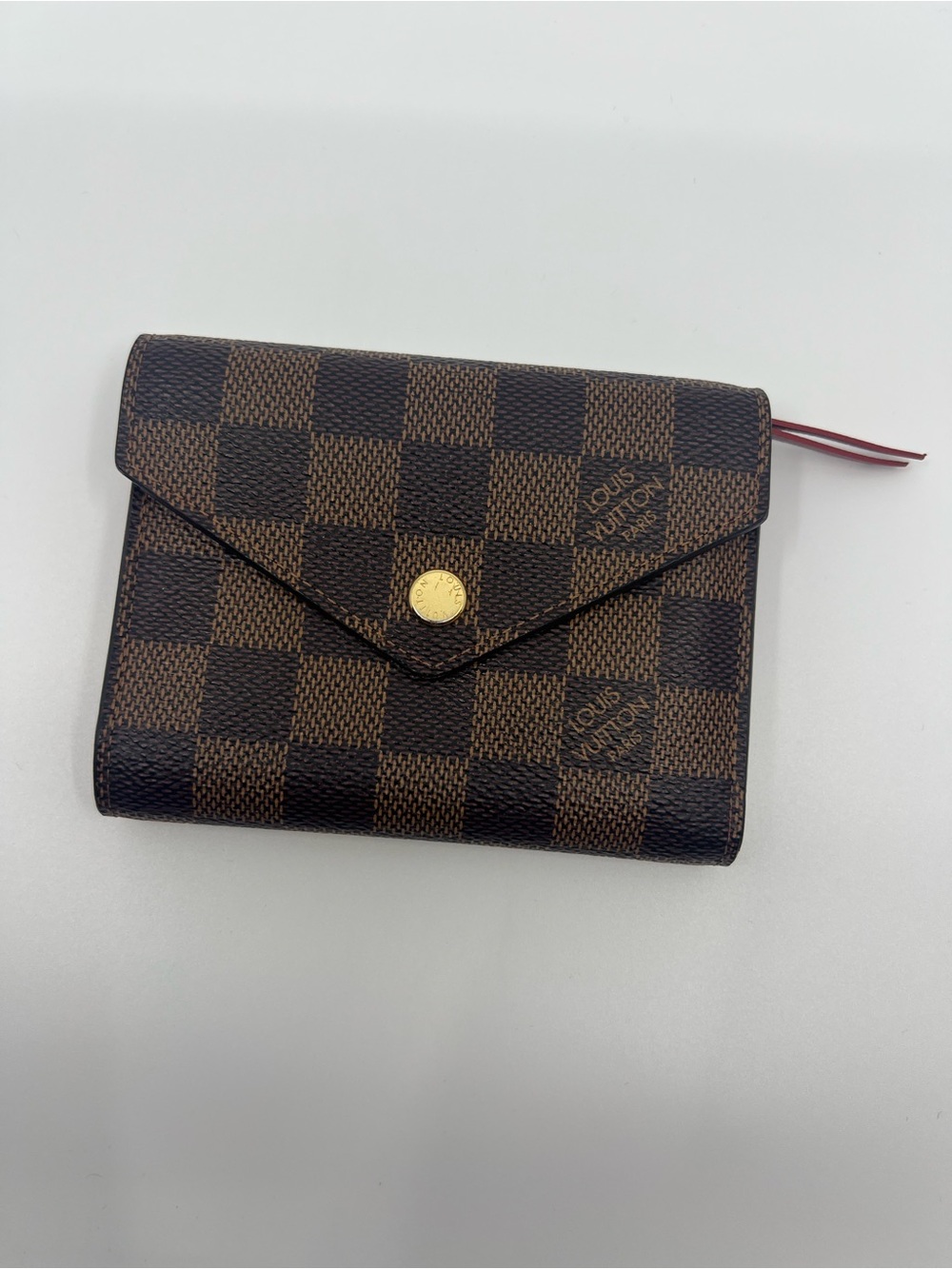 Louis Vuitton Brown Damier Compact Snap Wallet with Gold Button